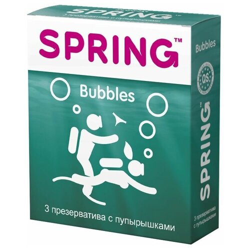 Презервативы SPRING BUBBLES с пупырышками - 3 шт.