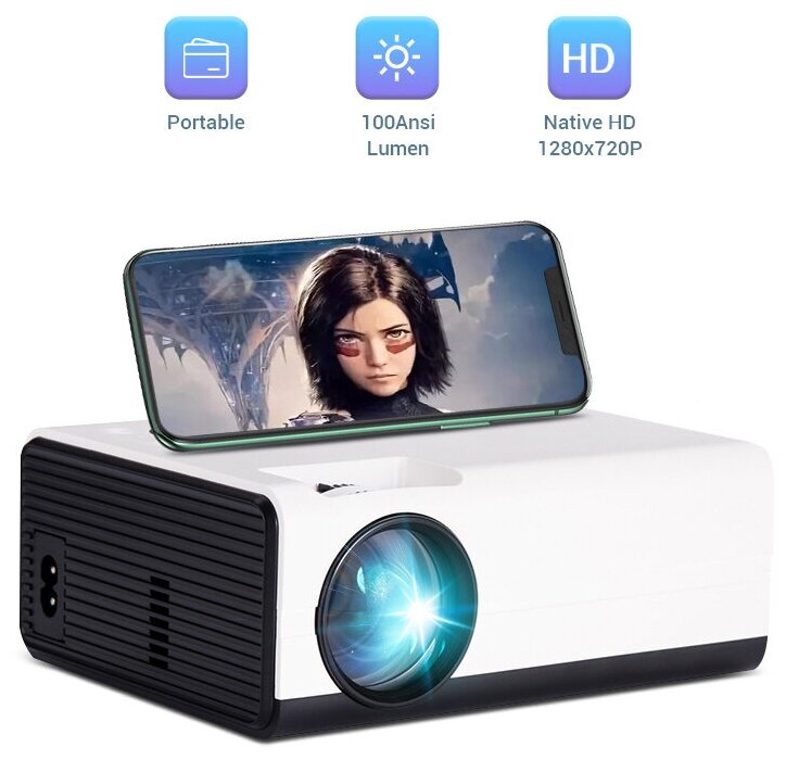 Домашний проектор для просмотра фильмов / Проектор для офиса / Видео проектор 4 К Full HD для дома / мультимедийный проектор Smart TV Android