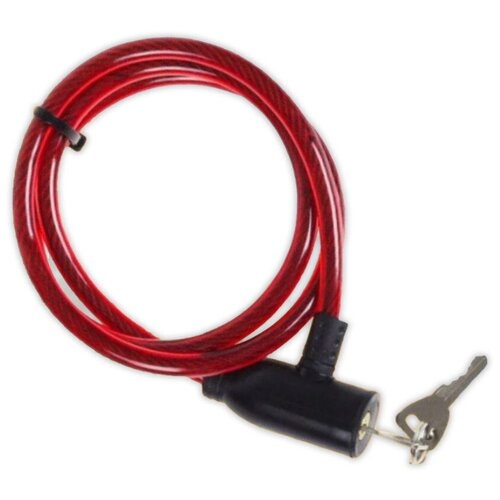фото Замок для велосипеда 63 см x 6 мм красный / противоугонный тросовый замок с двумя ключами нет бренда