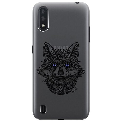 ультратонкий силиконовый чехол накладка для samsung galaxy a01 с 3d принтом grand wolf Ультратонкий силиконовый чехол-накладка для Samsung Galaxy A01 с 3D принтом Grand Raccoon