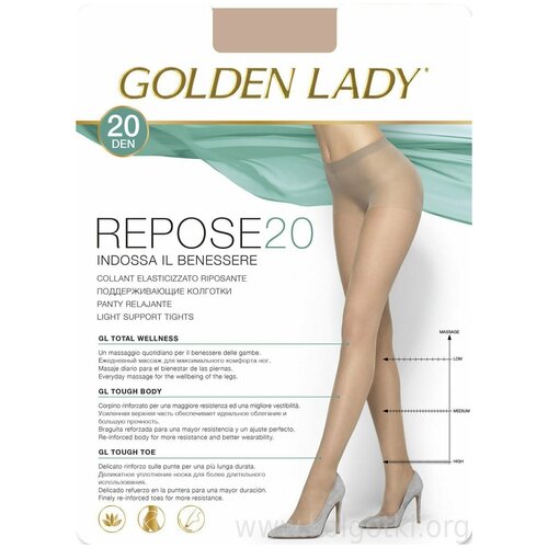 фото Колготки golden lady repose, 20 den, размер 2, бежевый, коричневый