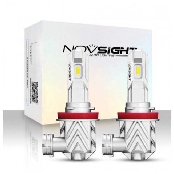 Светодиодная лампа Novsight N35 H11 цоколь PGJ19-2 50Вт 2шт 6000К 10000Лм белый свет LED автомобильная