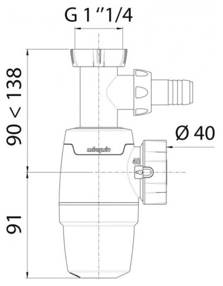 Сифон для раковины WIRQUIN NEO с отводом для стиральной машины без выпуска - фотография № 5
