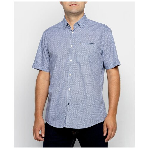 Мужская рубашка Pierre Cardin короткий рукав Denim Academy (53889/000/27160/9041 Размер M) синего цвета