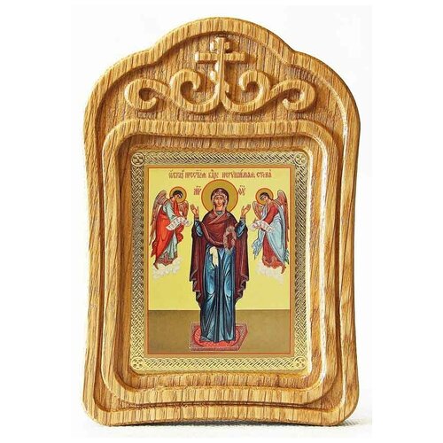 Икона Божией Матери Нерушимая Стена, резная деревянная рамка