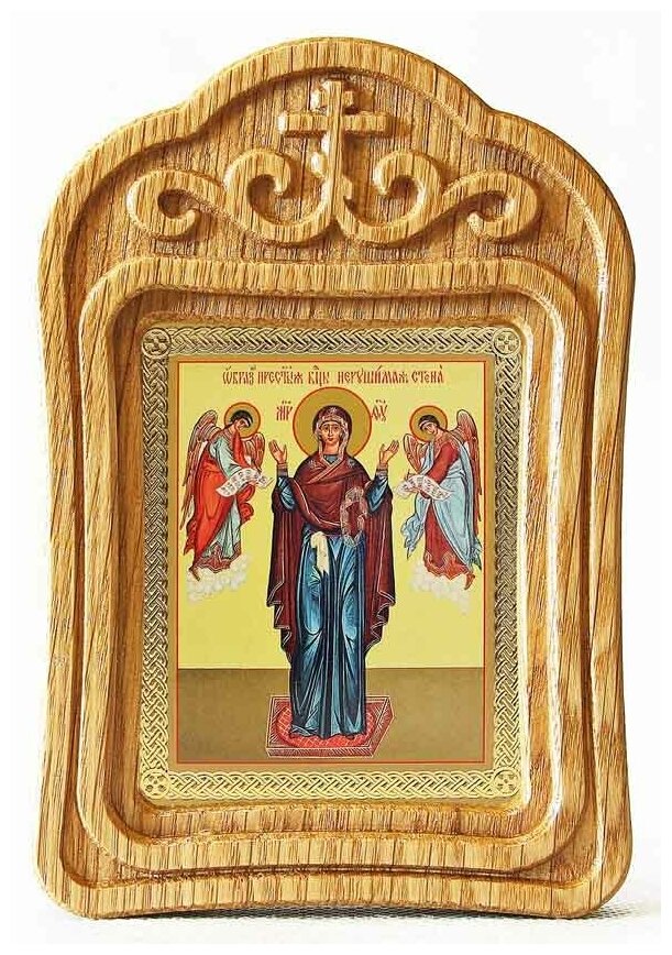 Икона Божией Матери "Нерушимая Стена", резная деревянная рамка