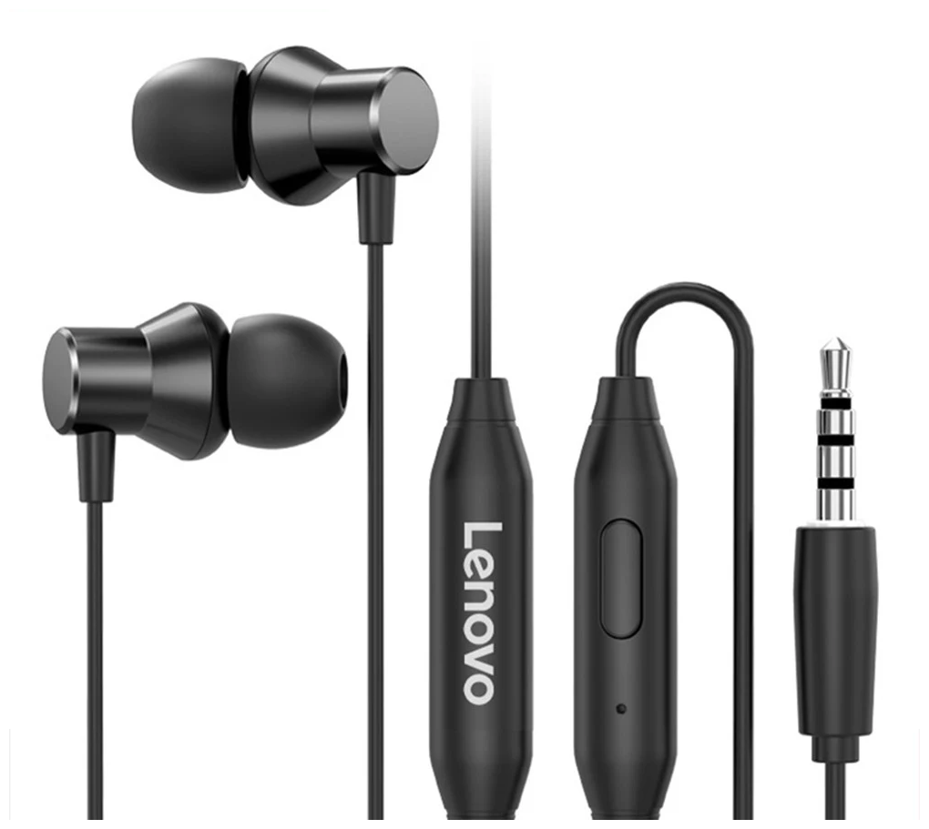 Наушники Lenovo HF130, mini jack 3.5 mm, черный