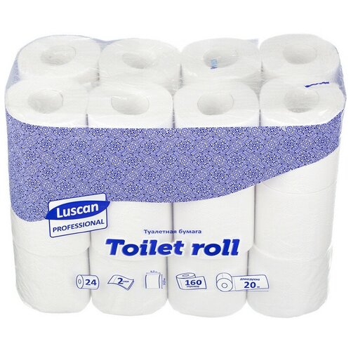 Luscan Professional Бумага туалетная Luscan Professional 2сл бел втор втул 20м 160л 24рул/уп, белый, Туалетная бумага и полотенца  - купить со скидкой