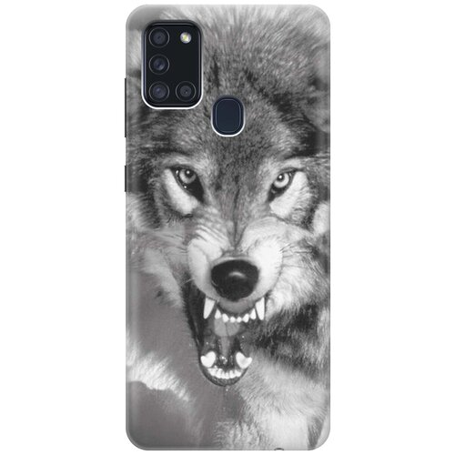 фото Ультратонкий силиконовый чехол-накладка для samsung galaxy a21s с принтом "волчий оскал" gosso