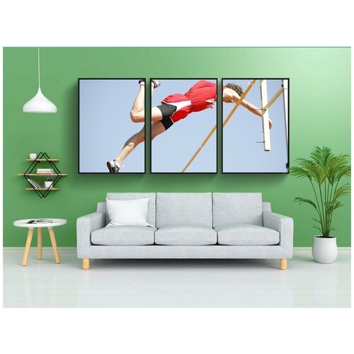 фото Набор модулных постеров для интерьера "прыгун с шестом, спортсмен, столб" 60x90 см. в тубусе, без рамки lotsprints