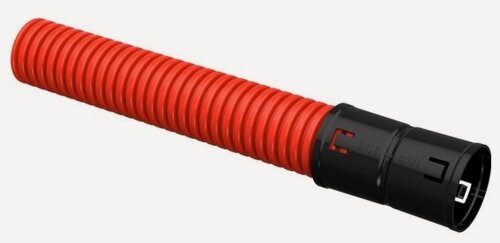 Изображение товара Труба гофрированная двустенная Iek ПНД d50мм с муфтой красн. (уп.50м), CTG12-050-K04-050-R