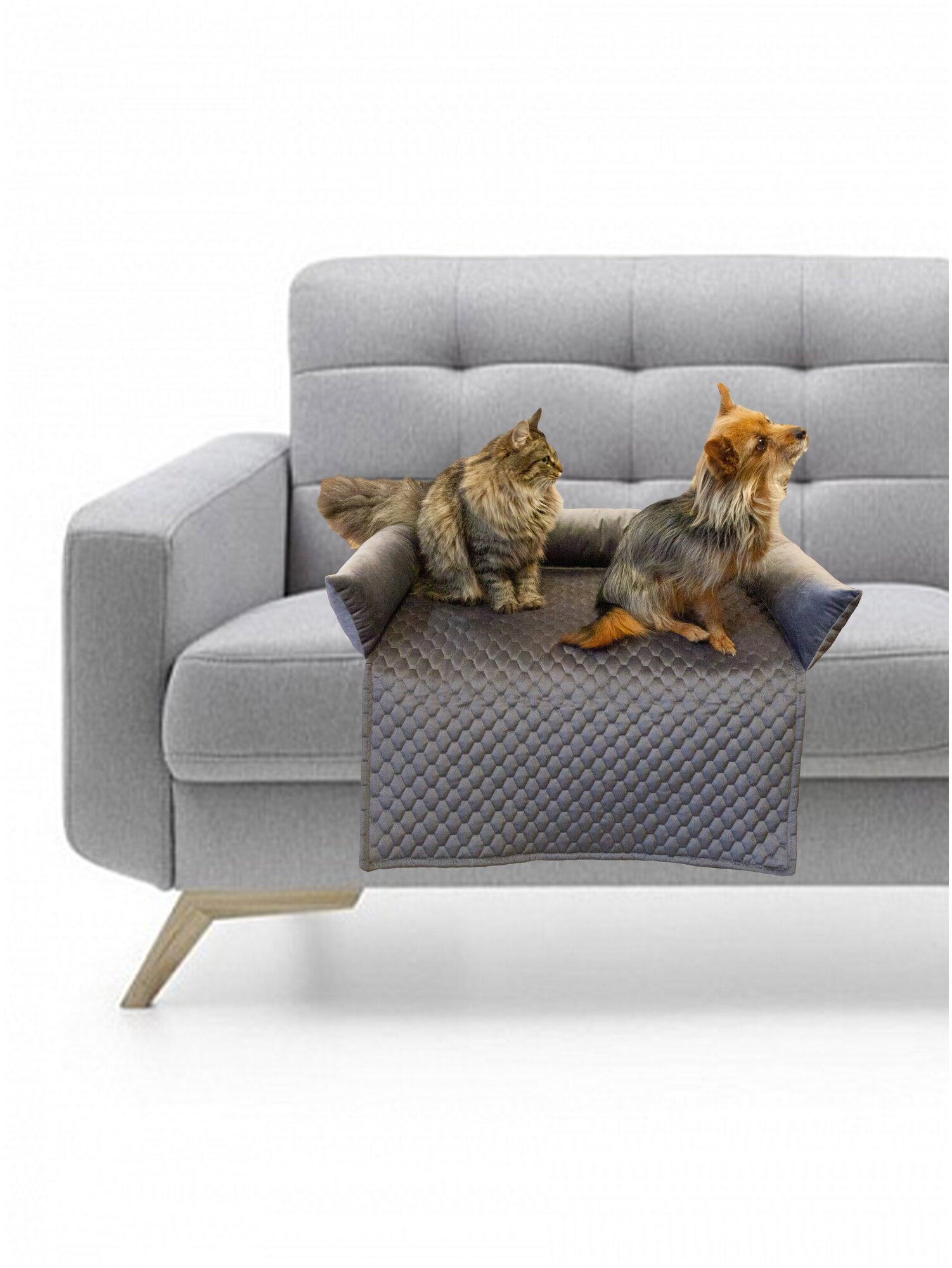 Лежак на мебель для животных "Подстилка с бортиком" ,цвет: серый,90*70 см - фотография № 3