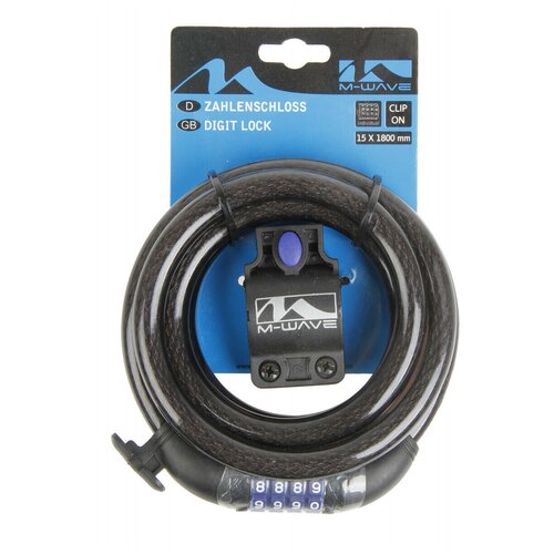 фото Замок велосипедный m-wave ds 15.18 тросовый, 15х1800мм
