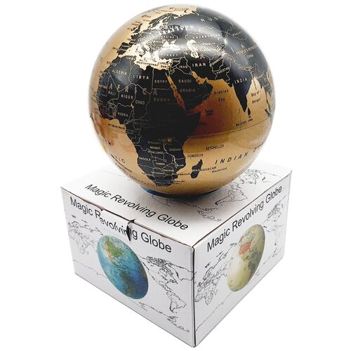 Вращающийся глобус настольный, 14 см LED подсветка GOLD