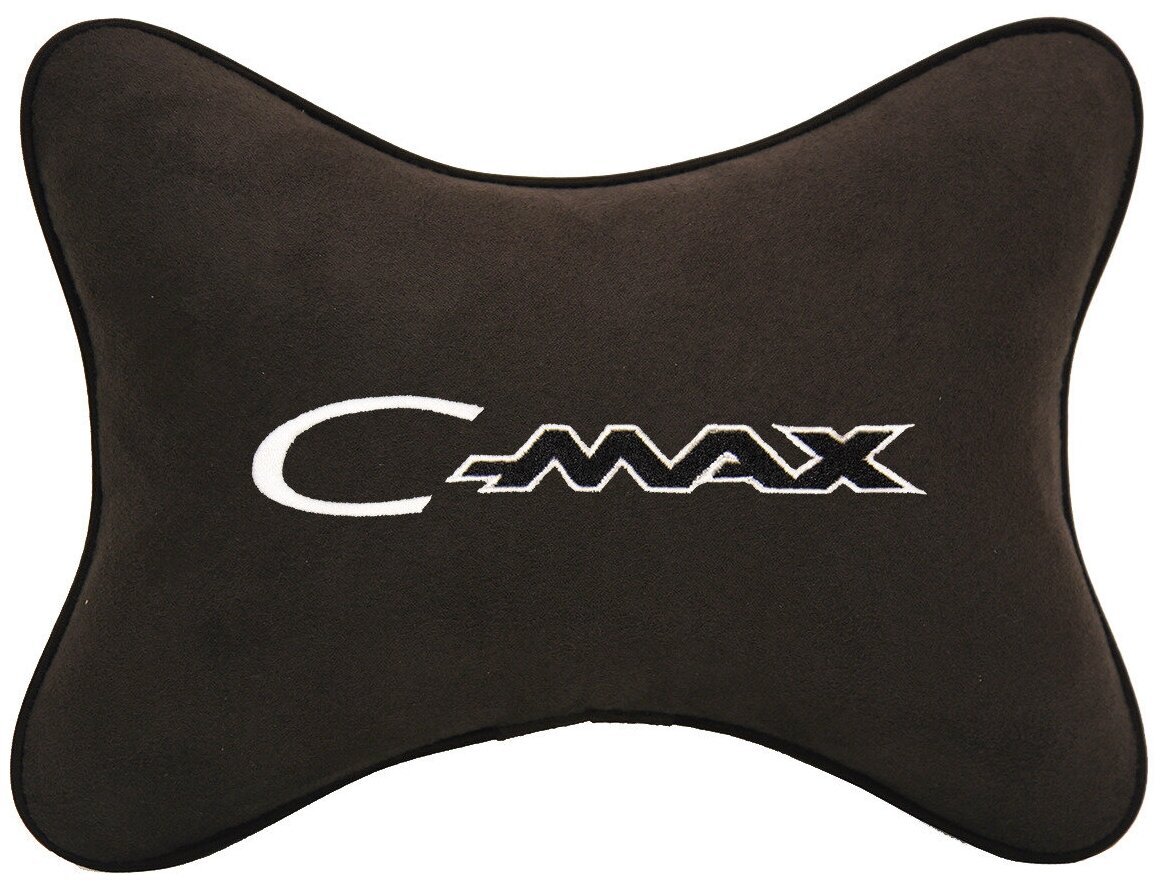 Автомобильная подушка на подголовник алькантара Coffee с логотипом автомобиля FORD C-Max