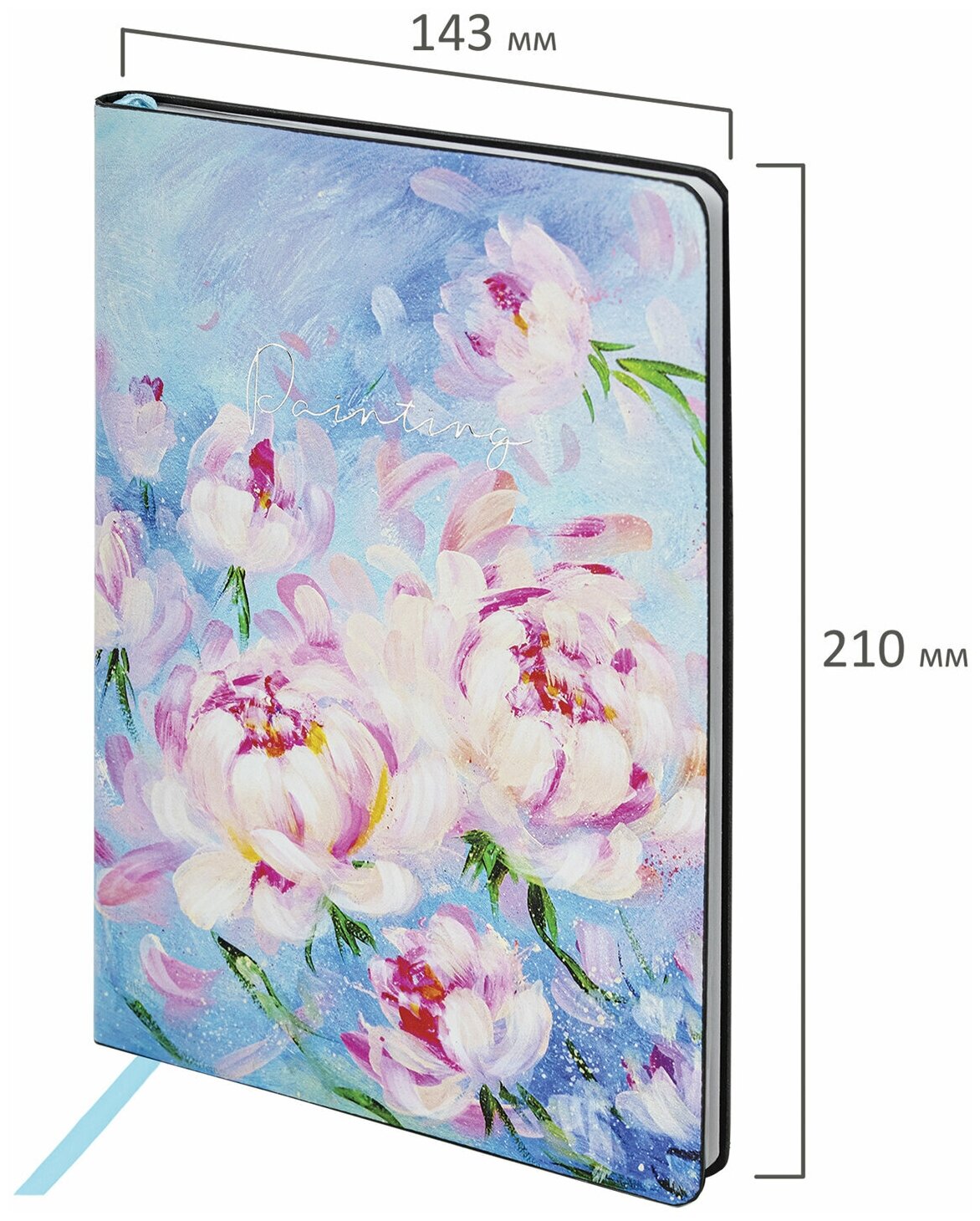 Комплект 3 шт Блокнот А5 (143x210 мм) BRAUBERG VISTA "Pink flowers" под кожу гибкий срез фольга 80 л 112075