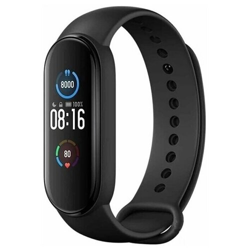 Силиконовый ремешок для фитнес-браслета Xiaomi Mi Band 5 Черный