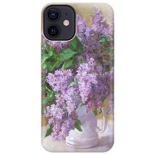 фото Ультратонкий силиконовый чехол-накладка для apple iphone 12 mini с принтом "букет сирени" gosso