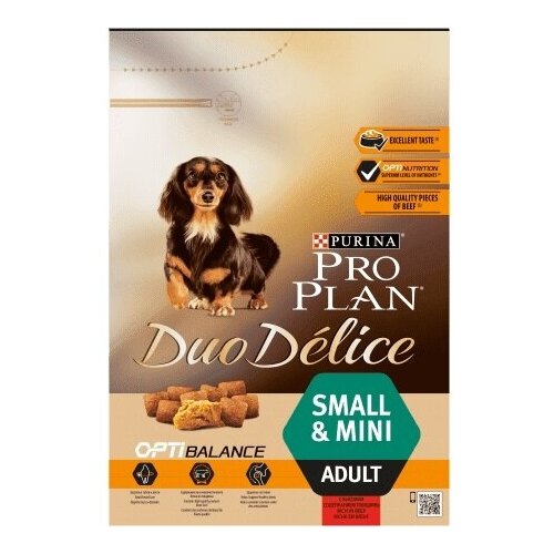 Pro Plan Duo Delice Small Mini 700г Сухой корм для взрослых собак мелких и карликовых пород с говядиной и рисом