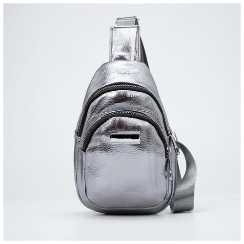фото Сумка-слинг, отдел на молнии, наружный карман, цвет стальной mikimarket