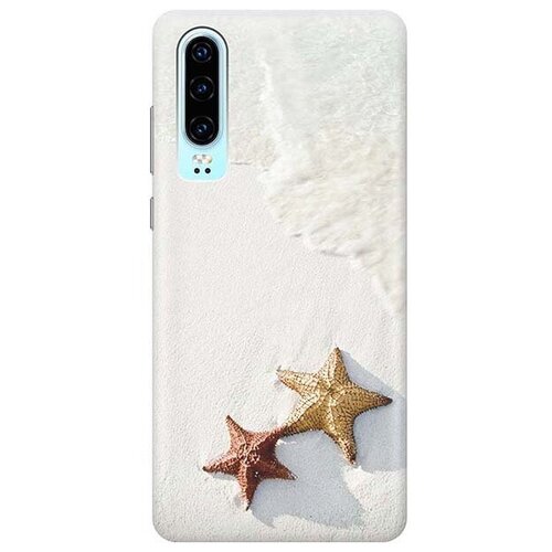 фото Ультратонкий силиконовый чехол-накладка для huawei p30 с принтом "две морские звезды" gosso