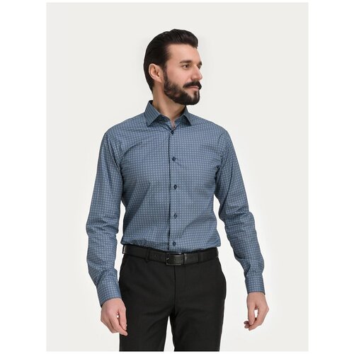 фото Рубашка мужская длинный рукав greg 325/131/9383/z/1p_gb, полуприталенный силуэт / regular fit, цвет серый, рост 174-184, размер ворота 40