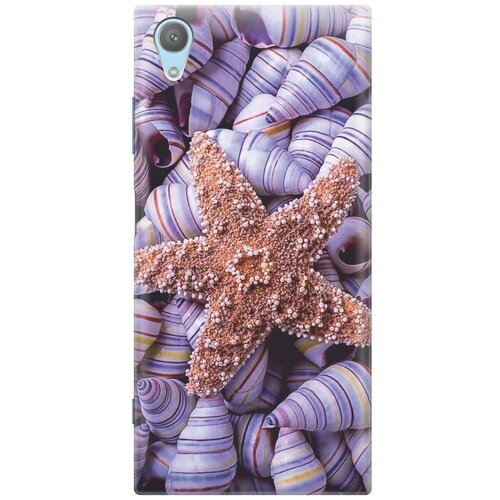 фото Re:pa накладка transparent для sony xperia xa1 plus с принтом "сиреневые ракушки"