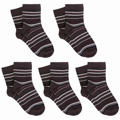 Комплект из 5 пар детских носков LORENZLine коричнево-серые, размер 10-12 цвет коричневый/серый