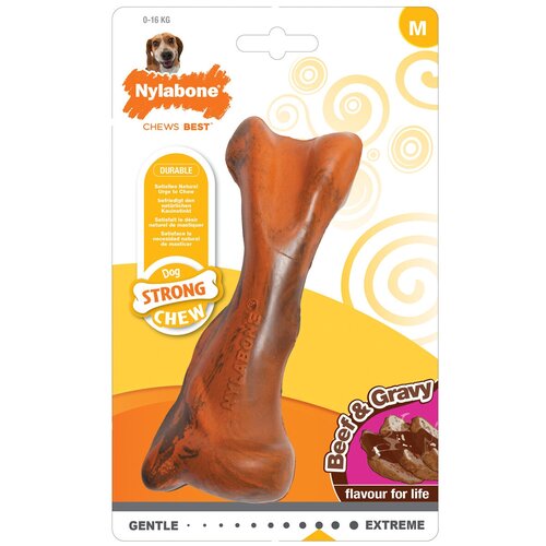 Игрушка для собак Nylabone Strong Chew Bone Beef  & Gravy косточка жесткая с ароматом говядины с соусом M (1 шт)