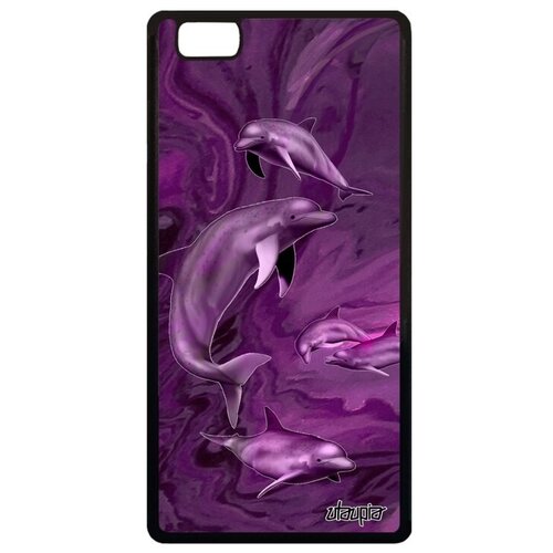 фото Защитный чехол на смартфон // huawei p8 lite 2015 // "дельфины" животные стиль, utaupia, розовый