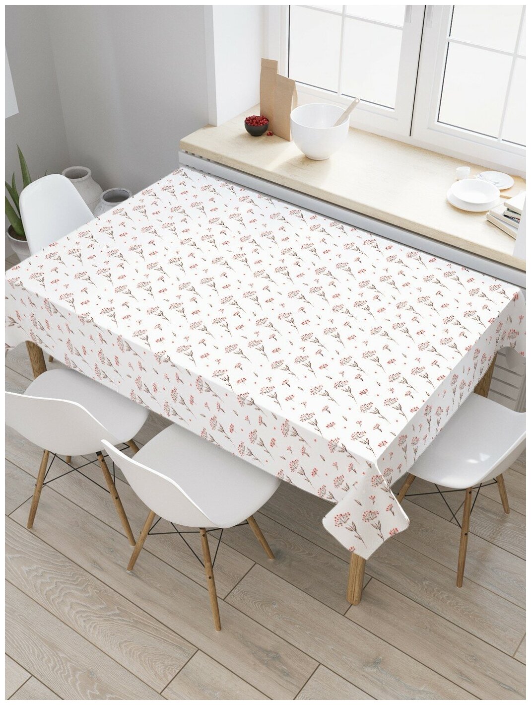 Скатерть прямоугольная JoyArty на кухонный стол "Полевой цветок" из оксфорда, 120x145 см