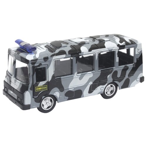 Автобус Play Smart ПАЗ Омон (Р49227/6523В) 1:61, 11 см, серый металлическая машинка автобус омон 12 см игрушка для мальчиков инерционная от play smart в масштабе 1 52