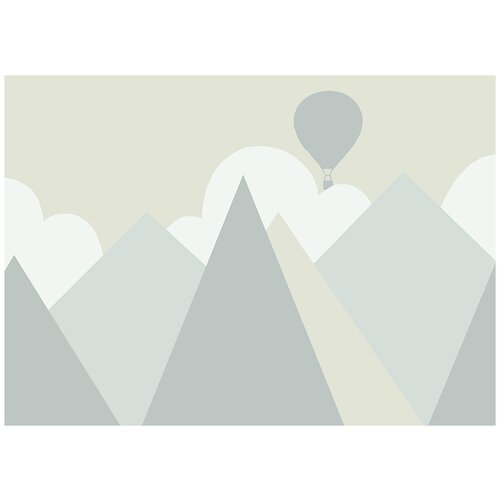 Горы и воздушный шар. Скандинавия детские - Виниловые фотообои, (211х150 см)