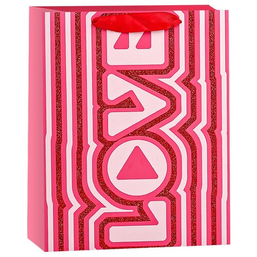 фото Пакет подарочный, любовь (леттеринг), красный, с блестками, 42*32*12 см, 1 шт. дон баллон