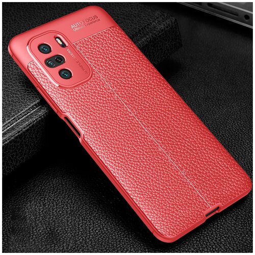 фото Силиконовый чехол накладка для xiaomi poco f3 с текстурой кожи красный 100gadgets