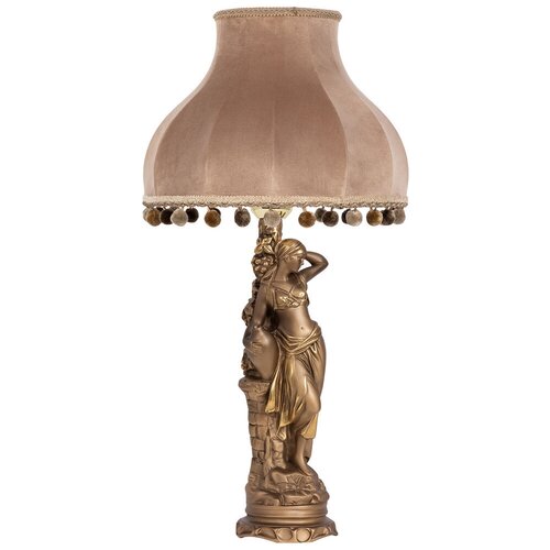 Настольная лампа BOGACHO Девушка с кувшином бронзовая с темно-бежевым абажуром Классика