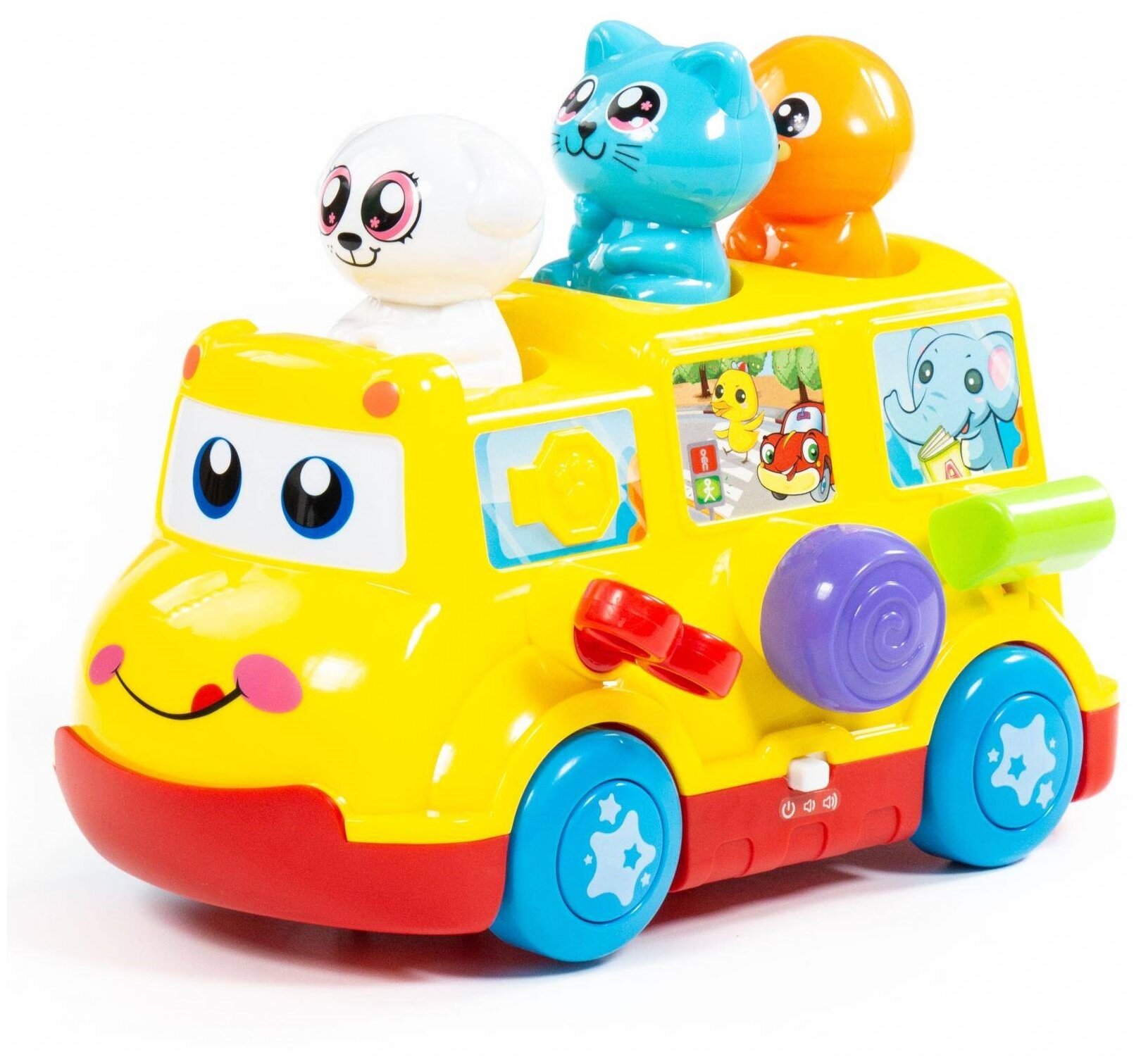 Интерактивная развивающая игрушка Полесье Школьный автобус, 77080, желтый/красный