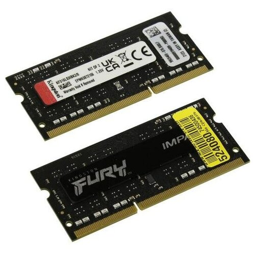 Оперативная память 8Gb Kingston Fury Impact KF316LS9IBK28 DDR3L 1600MHz SO-DIMM CL9 2x4Gb KIT 708400₽