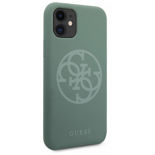 фото Чехол guess для iphone 11 silicone collection 4g logo hard green