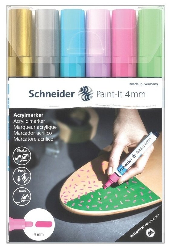 Набор акриловых маркеров Schneider "Paint-it 320", 4 мм, ассорти, 6 шт 120296