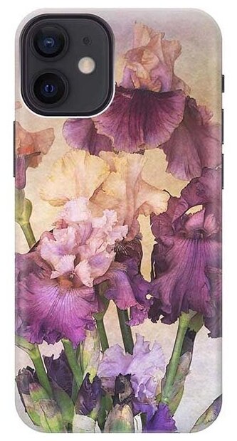 Силиконовый чехол на Apple iPhone 12 Mini / Эпл Айфон 12 мини с рисунком "Фиолетовые цветы"