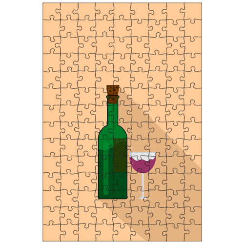 фото Магнитный пазл 27x18см."вино, бокал для вина, бутылка" на холодильник lotsprints