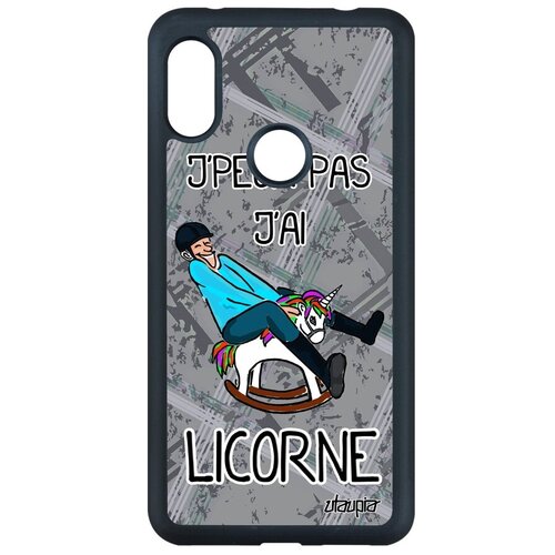 фото Яркий чехол на смартфон // xiaomi redmi note 6 pro // "не могу - у меня единорог!" картинка надпись, utaupia, серый