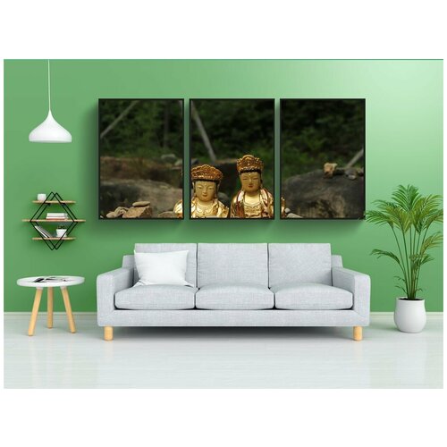 фото Набор модулных постеров для интерьера "религия, будда, золото" 60x90 см. в тубусе, без рамки lotsprints