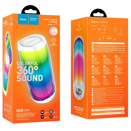 Колонка Bluetooth Hoco, HC8, Colorful 360 sound, White