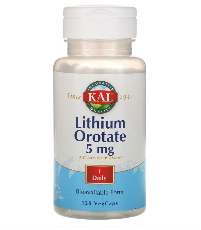 KAL Lithium Orotate (Литий Оротат) 5 мг 120 вег капсул