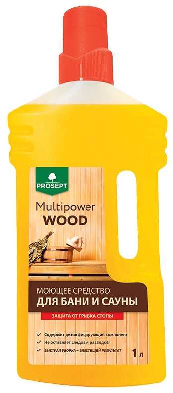 Моющее средство для бани и сауны Prosept Multipower Wood, 1 л