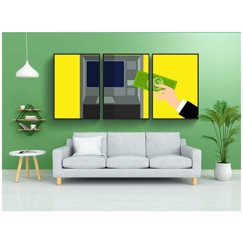 фото Набор модулных постеров для интерьера "банкомат, машина, с использованием" 60x90 см. в тубусе, без рамки lotsprints