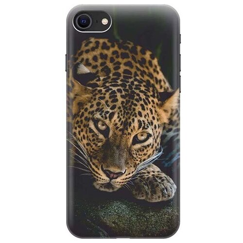 фото Ультратонкий силиконовый чехол-накладка для apple iphone 7 / 8 / se (2020) с принтом "загадочный леопард" gosso