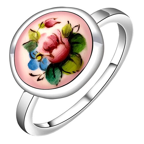 фото Серебряное кольцо золотые узоры 96-01-0011-45 с финифтью diamant-online